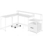 L-shaped Desk with Power Outlet and File Drawer