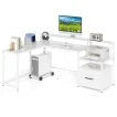 L-shaped Desk with Power Outlet and File Drawer
