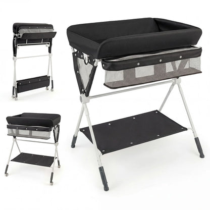 Diaper Changing Station with 3 Position Adjustable Level and 4 Universal Wheels