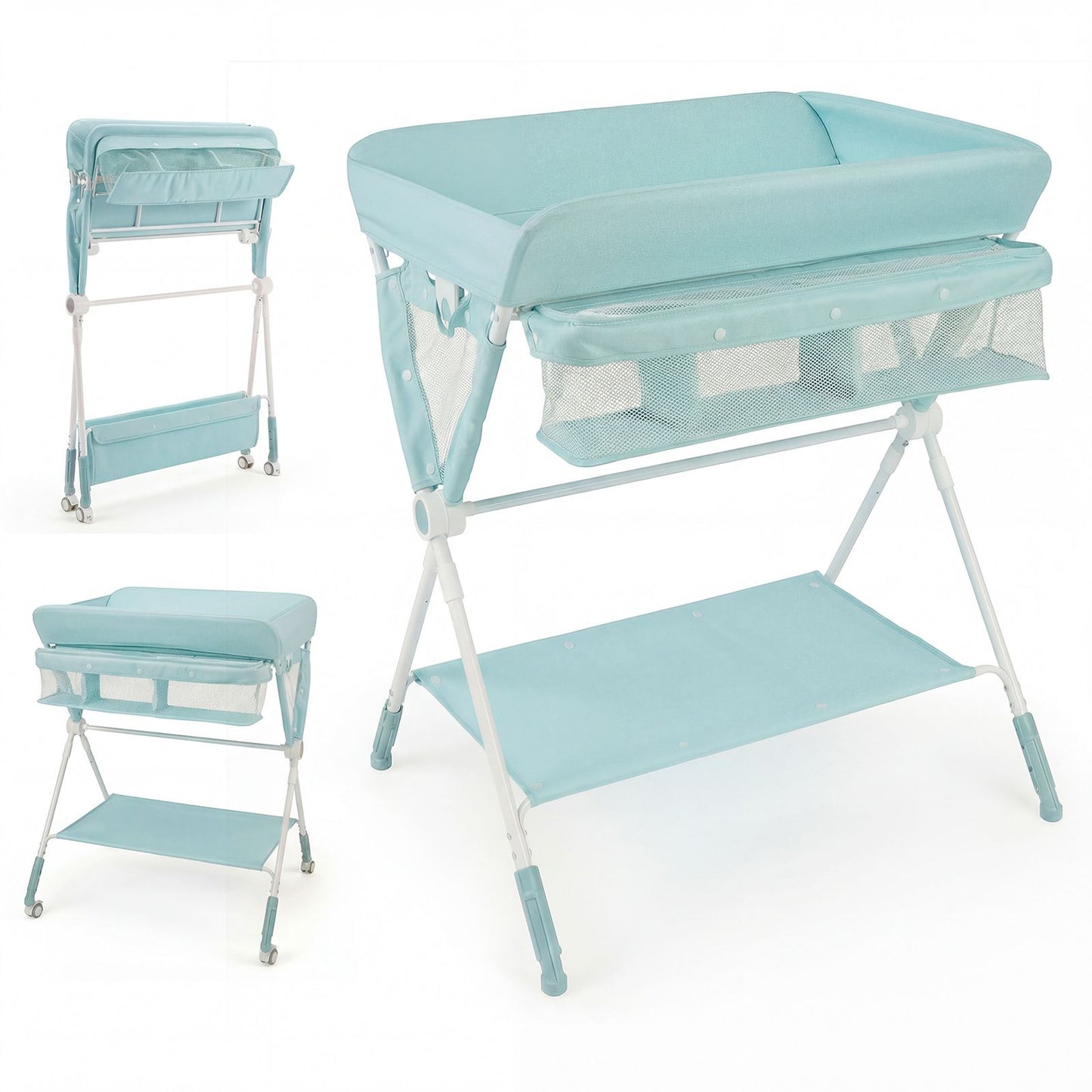 Diaper Changing Station with 3 Position Adjustable Level and 4 Universal Wheels