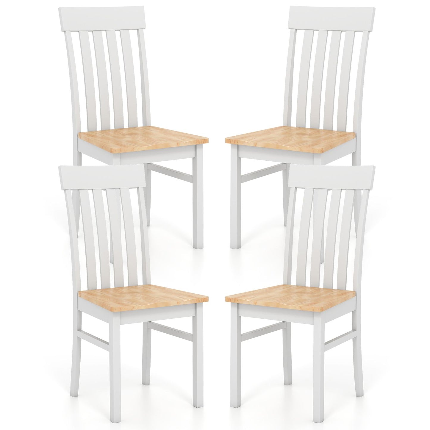 Dining Chairs Set of 2 with Hollowed Backrests and Rubber Wood Seats