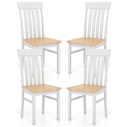 Dining Chairs Set of 2 with Hollowed Backrests and Rubber Wood Seats