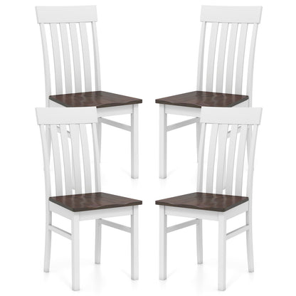 Dining Chairs Set of 2 with Hollowed Backrests and Rubber Wood Seats