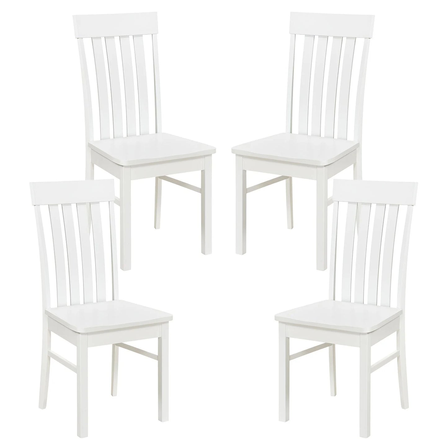 Dining Chairs Set of 2 with Hollowed Backrests and Rubber Wood Seats