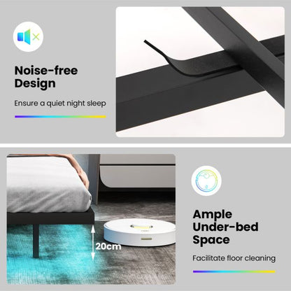 Double/King Size Floating Bed Frame with Adjustable Headboard and Charging Station