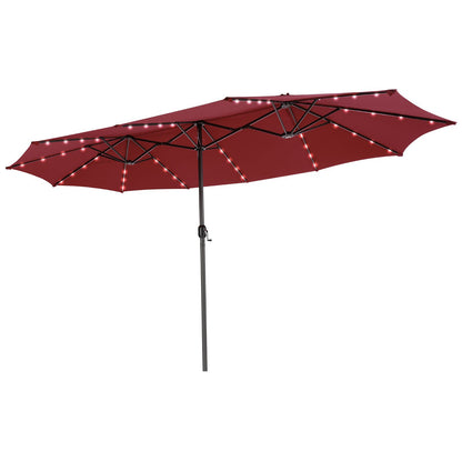 Double-Sided Outdoor Market Umbrella with Hand-Crank Mechanism