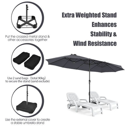 460 cm Double Sided Outdoor Umbrella with Crank Handle