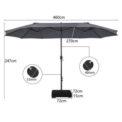 460 cm Double Sided Outdoor Umbrella with Crank Handle