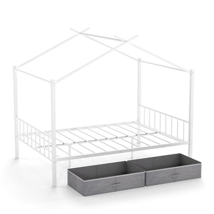 Double Size House Bed with 2 Drawers No Box Spring Needed