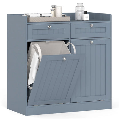 Double Tilt-Out Laundry Hamper Cabinet with Removable Baskets