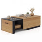 Dual-Tone Extendable Coffee Table with 2 Storage Compartments