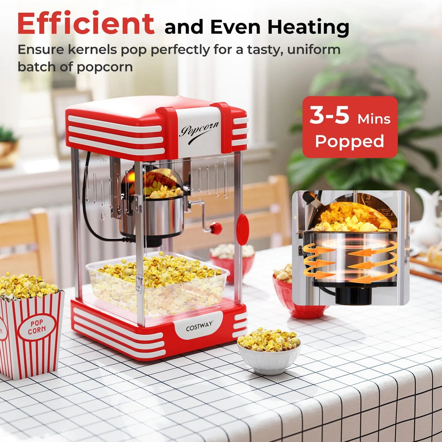 Theater Style Popcorn Machine with Stainless Steel Kettle