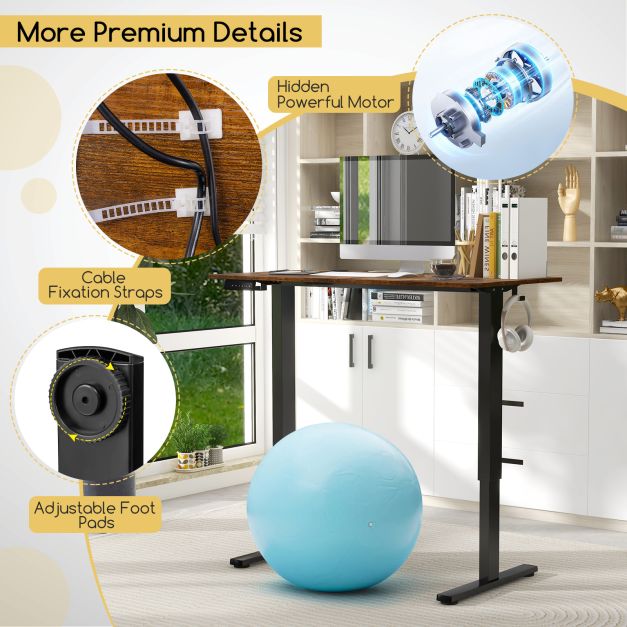 120 x 60cm Height Adjustable Standing Desk with 3 Memory Heights