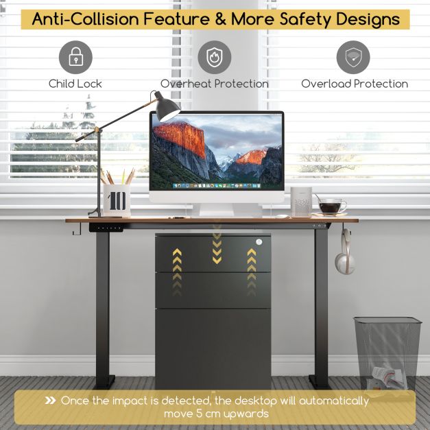 120 x 60cm Height Adjustable Standing Desk with 3 Memory Heights