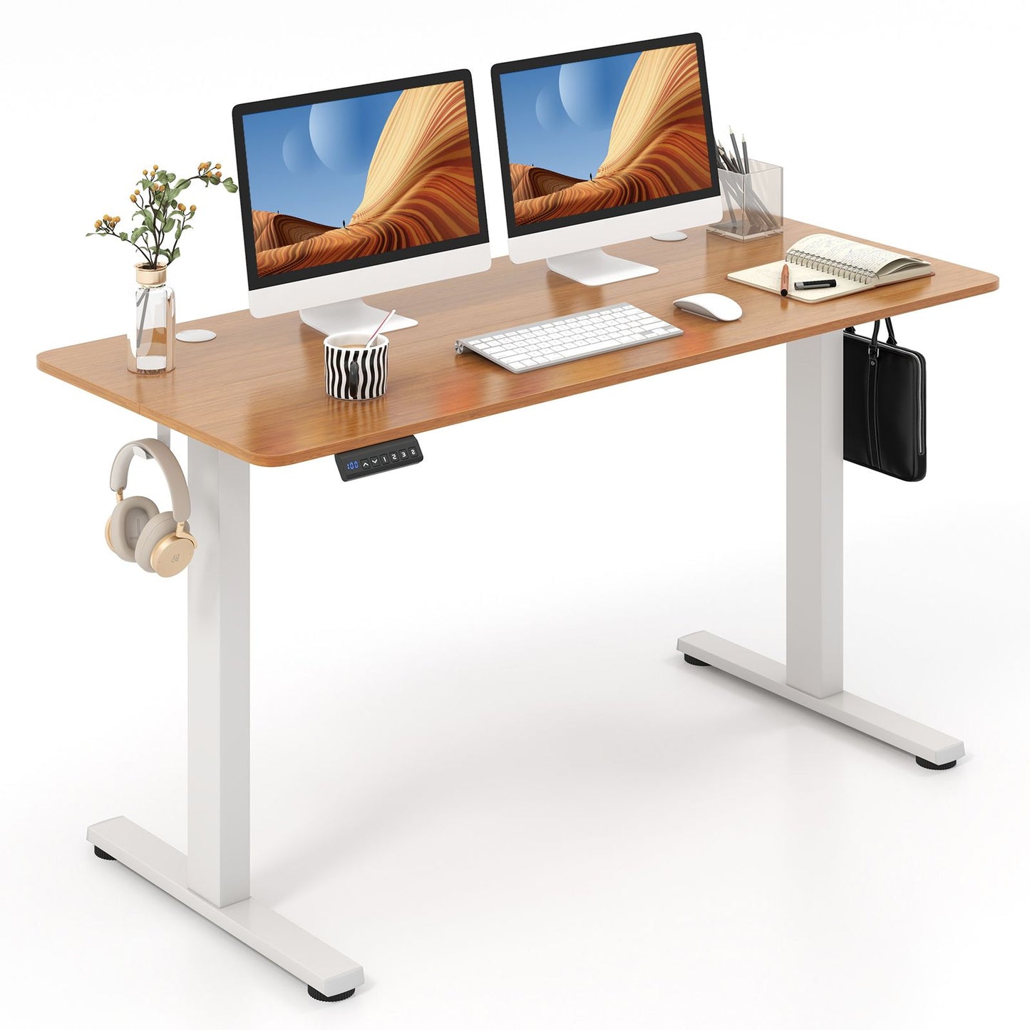 140 x 60 CM Height Adjustable Standing Desk with 3 Memory Heights