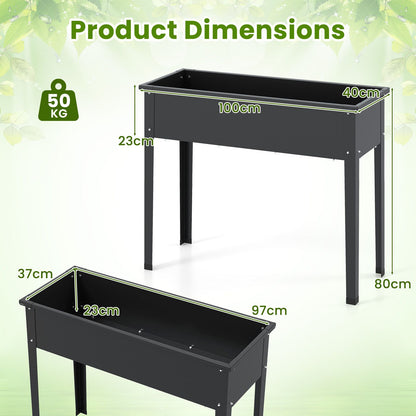 Elevated Metal Raised Garden Bed with Legs and Drainage Holes for Balcony Backyard