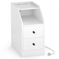 End Table with Charging Station & Storage Drawers for Small Space Living Room Bedroom