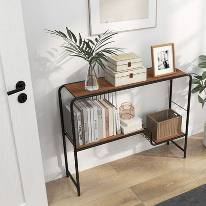 2-Tier Console Table with Storage Shelf and Metal Frame