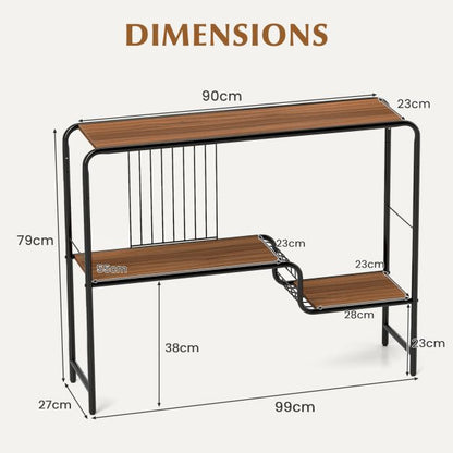 2-Tier Console Table with Storage Shelf and Metal Frame
