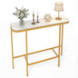 Entryway Table with Faux Marble Top and Metal Frame for Hallway