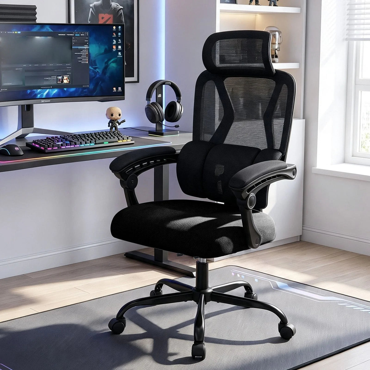 Ergonomic Office Computer Mesh Chair with High Back and Adaptive Lumbar Support
