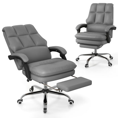 Ergonomic Office Chair PU Leather Adjustable Swivel with Reclining Backrest
