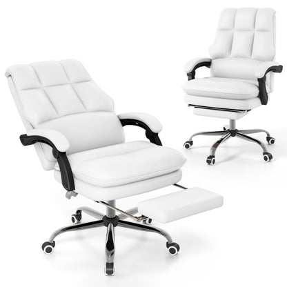Ergonomic Office Chair PU Leather Adjustable Swivel with Reclining Backrest