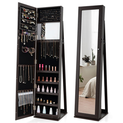 3-in-1 Mirrored Jewelry Armoire with Display Shelves