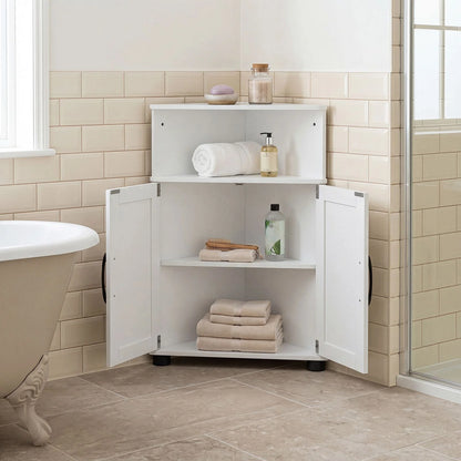Farmhouse Bathroom Corner Storage Cabinet
