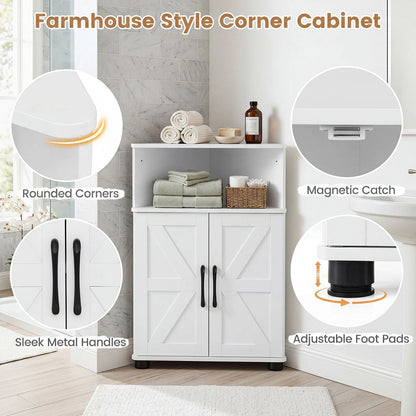 Farmhouse Bathroom Corner Storage Cabinet