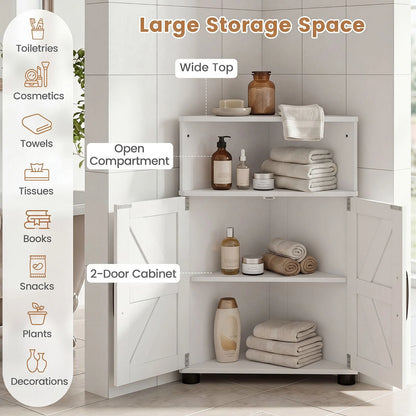 Farmhouse Bathroom Corner Storage Cabinet