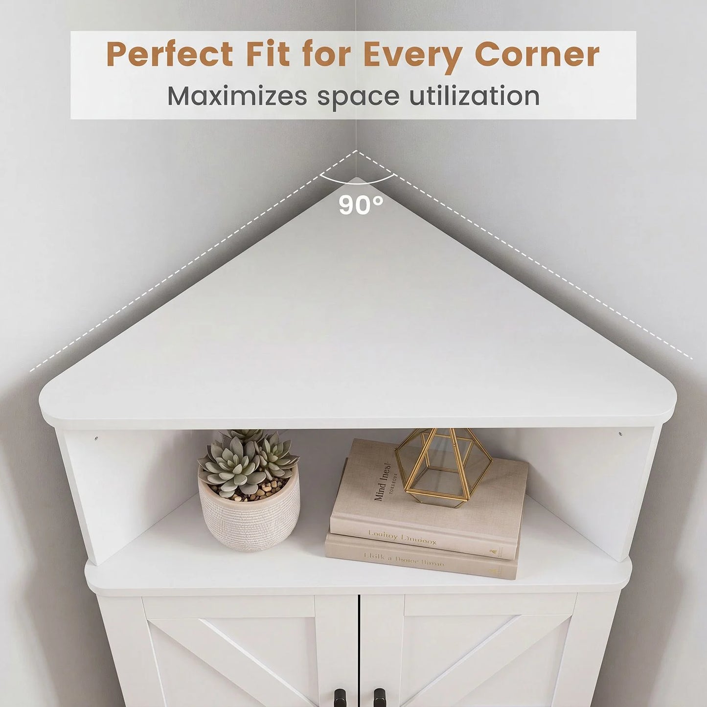 Farmhouse Bathroom Corner Storage Cabinet