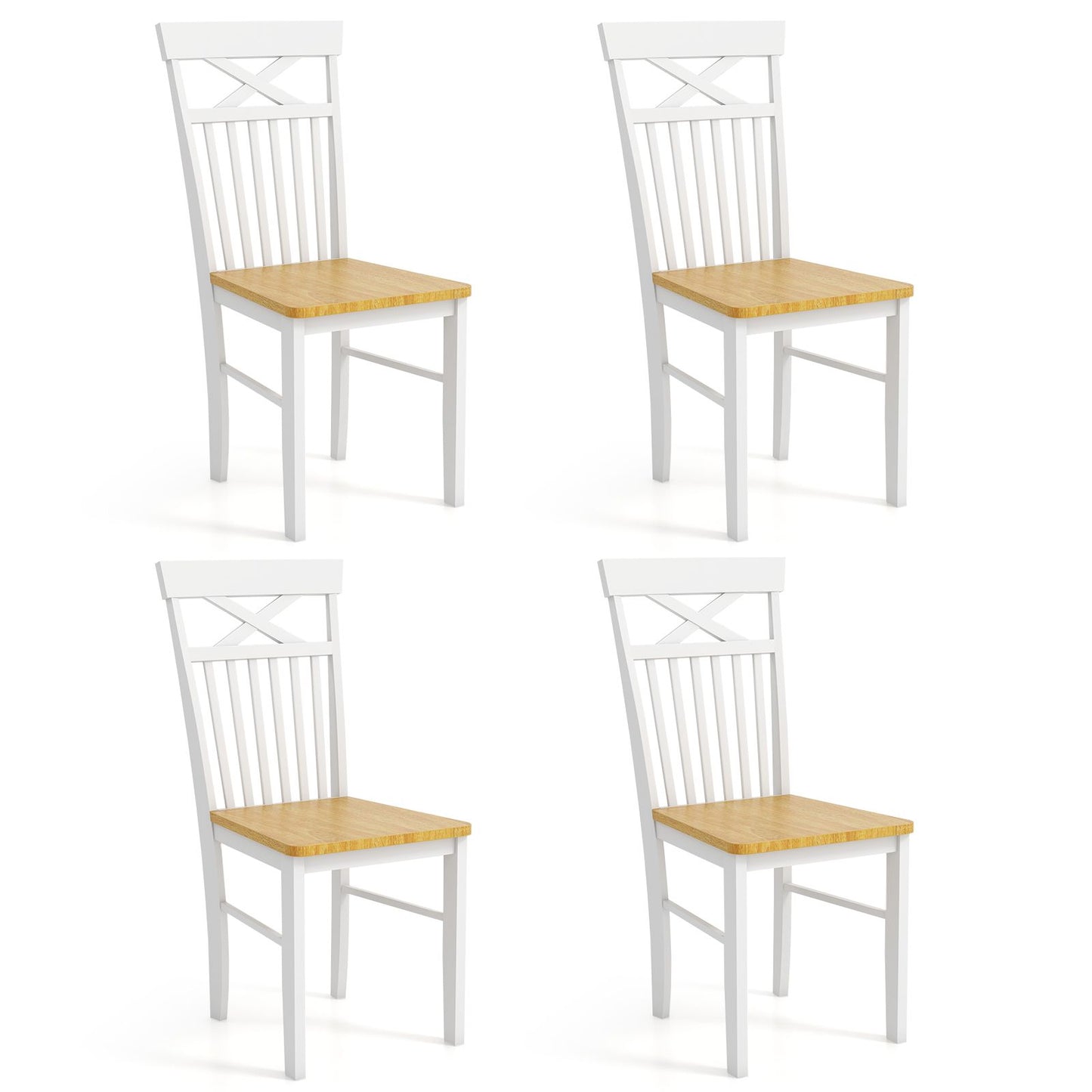 Farmhouse Dining Chair Set of 2 Wooden Kitchen Chair with Rubber Wood Frame