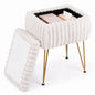 Faux Fur Ottoman with Metal Legs and 2-in-1 Design for Living Room Bedroom