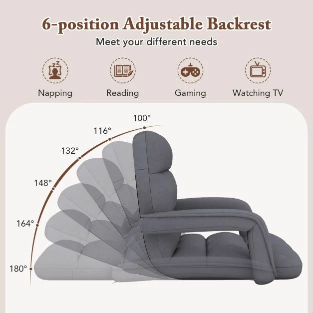 Floor Gaming Chair for Adults with Back Support and Adjustable 6-Position