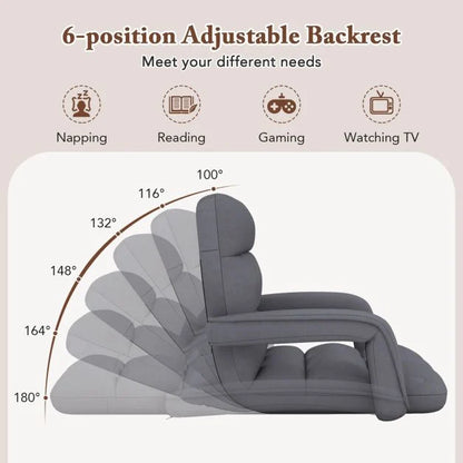 Floor Gaming Chair for Adults with Back Support and Adjustable 6-Position