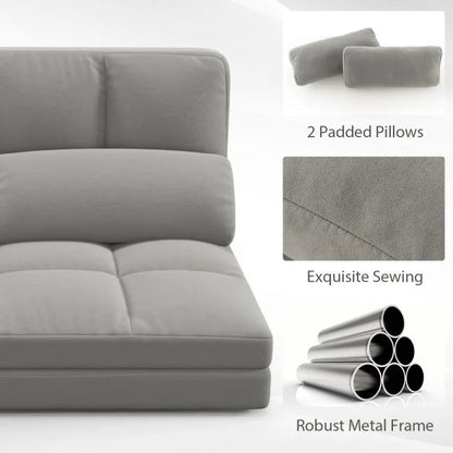 Floor Sofa Bed with 2 Pillows and Positions Adjustable Backrest
