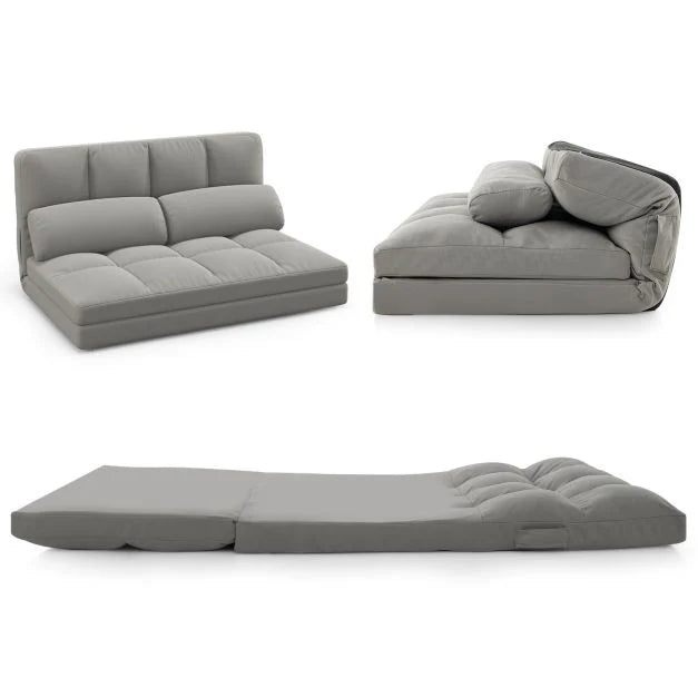 Floor Sofa Bed with 2 Pillows and Positions Adjustable Backrest