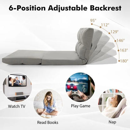 Floor Sofa Bed with 2 Pillows and Positions Adjustable Backrest