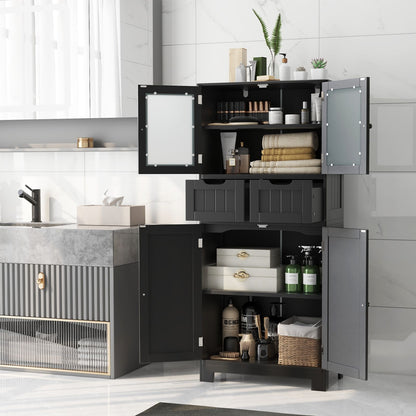 Floor Storage Cabinet with 2 Glass Doors