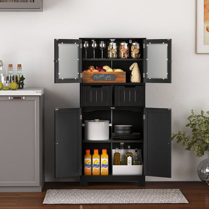 Floor Storage Cabinet with 2 Glass Doors