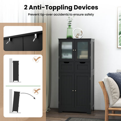 Floor Storage Cabinet with 2 Glass Doors