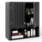 Fluted Bathroom Wall Cabinet Modern Double Door Medicine Cabinet