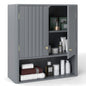Fluted Bathroom Wall Cabinet Modern Double Door Medicine Cabinet