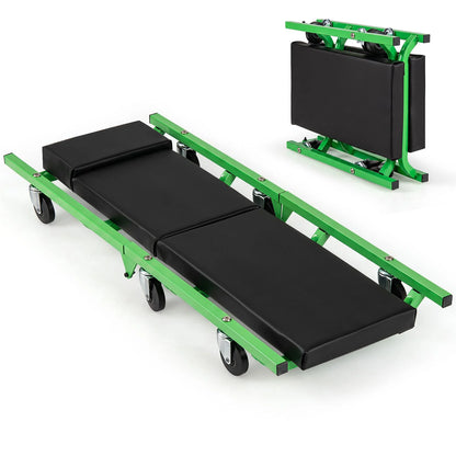 Foldable Automotive Creeper with 360° Swivel Wheels & Thick Cushion for Garage