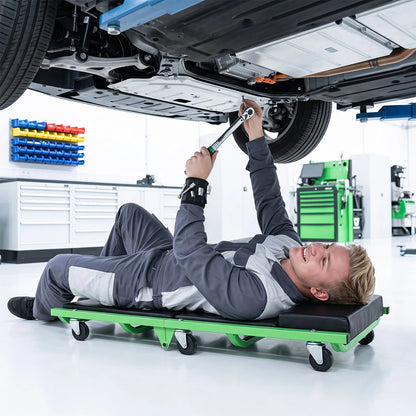 Foldable Automotive Creeper with 360° Swivel Wheels & Thick Cushion for Garage