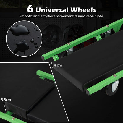 Foldable Automotive Creeper with 360° Swivel Wheels & Thick Cushion for Garage