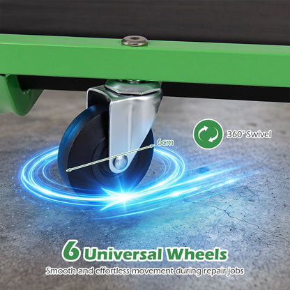 Foldable Automotive Creeper with 360° Swivel Wheels & Thick Cushion for Garage