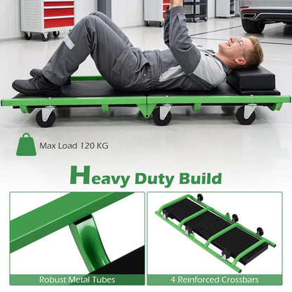 Foldable Automotive Creeper with 360° Swivel Wheels & Thick Cushion for Garage