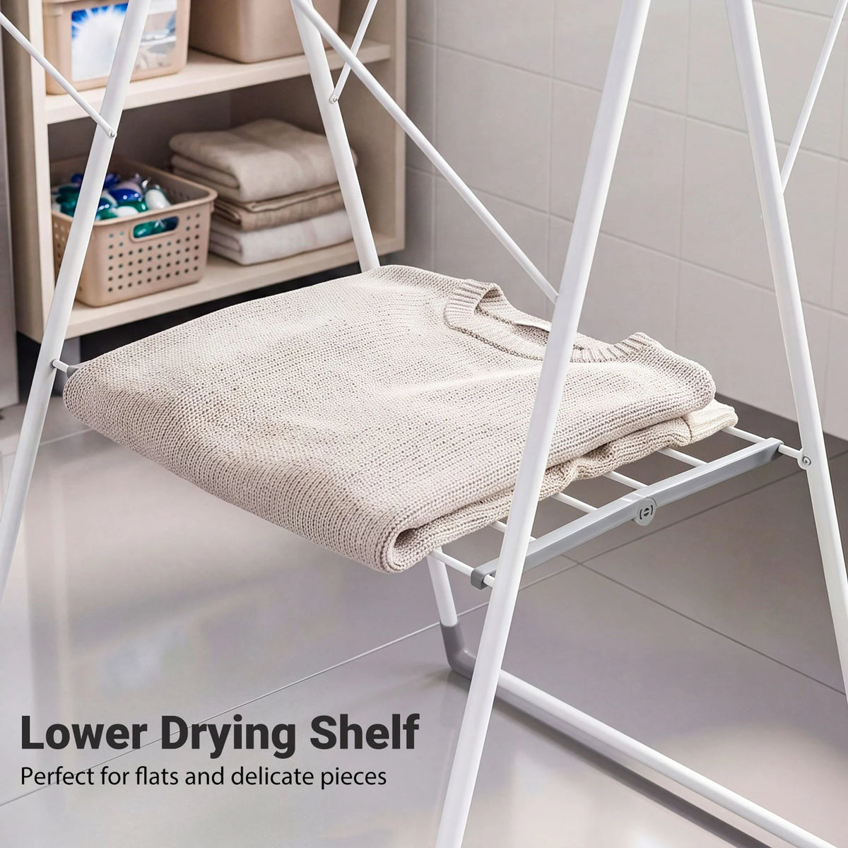 Foldable Clothes Drying Rack with 3-Level Adjustable Wings Space-Saving Collapsible Laundry Rack